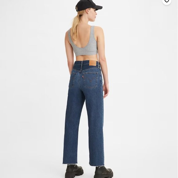 Levi's Denim - Levi's Ribcage Straight Ankle Jeans; dark blue wash; size 24 waist